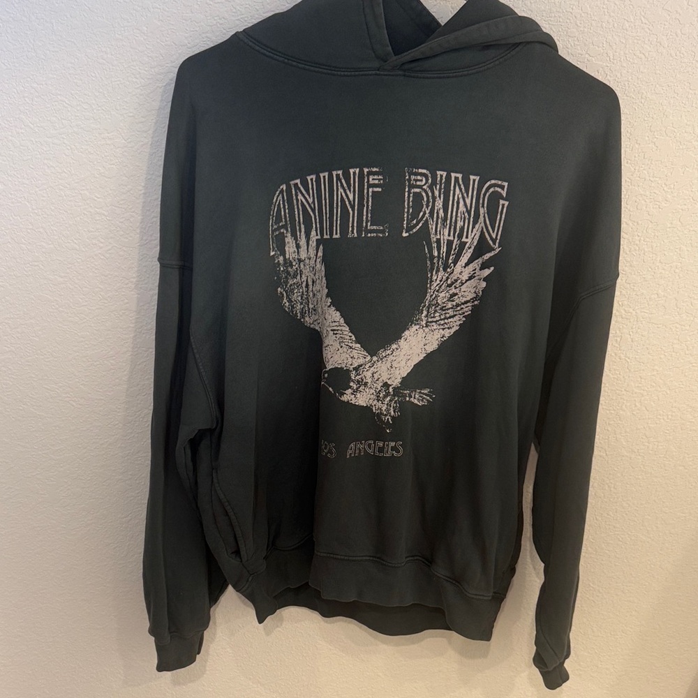 Anine Bing Black Graphic Eagle Hoodie
